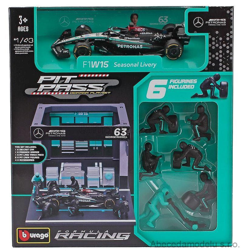 Mercedes GP 2023 F1 W15 No 63 G.Russell Diorama Pit Stop