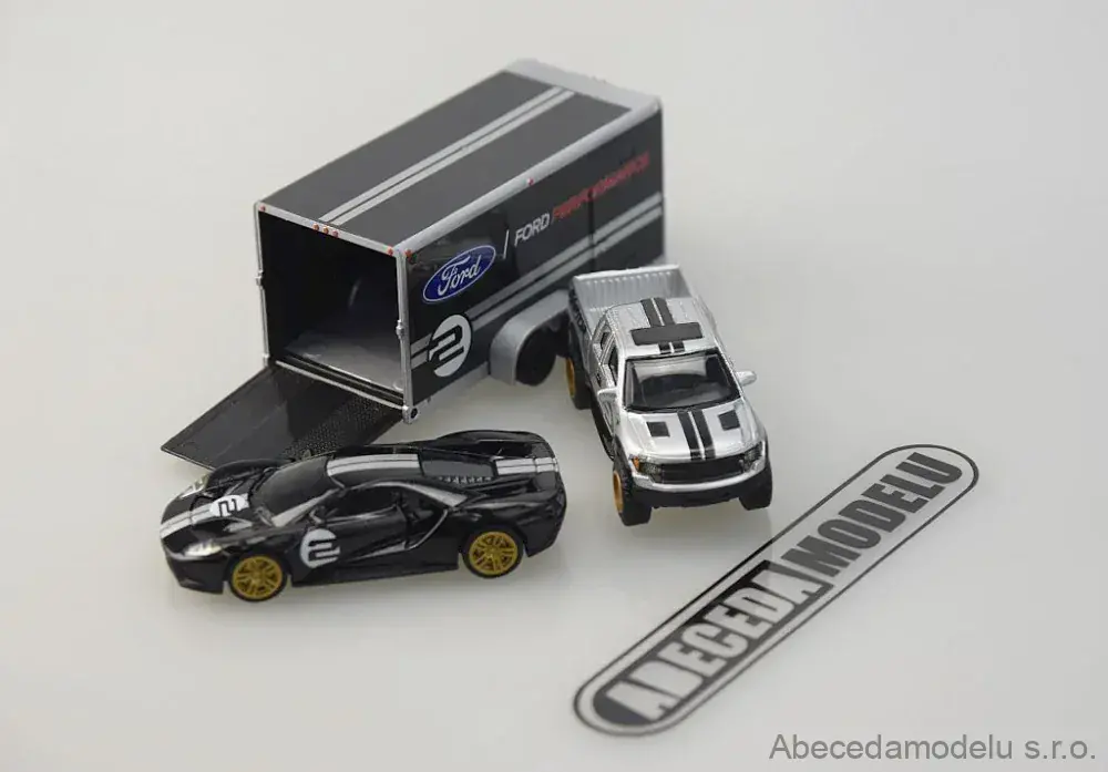 Ford Raptor 2010 + Ford GT Heritage 2017 + Car Trailer