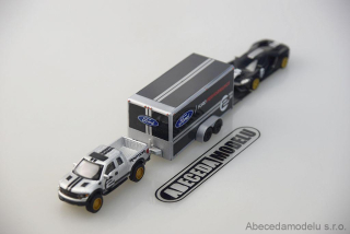 Ford Raptor 2010 + Ford GT Heritage 2017 + Car Trailer