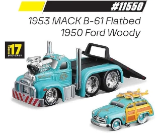 Mack B-61 Flatbed 1953/Ford Woody 1950