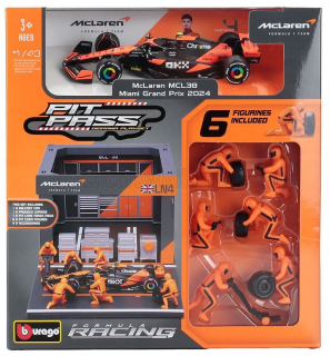 McLaren F1 MCL38 No 4 L.Norris Miami GP 2024 Diorama Pit Stop